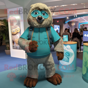 Teal Giant Sloth maskot...