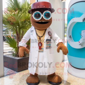 Rust Doctor mascot costume character dressed with a Bermuda Shorts and Necklaces