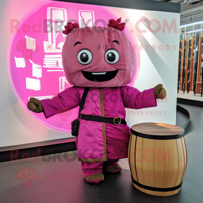 Magenta Dim Sum mascot costume character dressed with a Cargo Pants and Cummerbunds