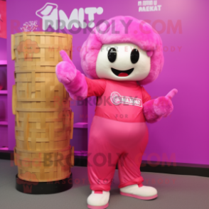 Magenta Dim Sum mascot costume character dressed with a Cargo Pants and Cummerbunds