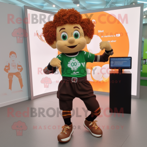Rust Irish Dancing Shoes mascot costume character dressed with a Joggers and Smartwatches