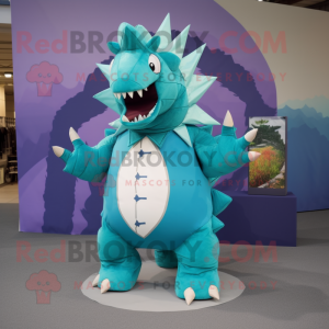 Cyan Stegosaurus maskot...