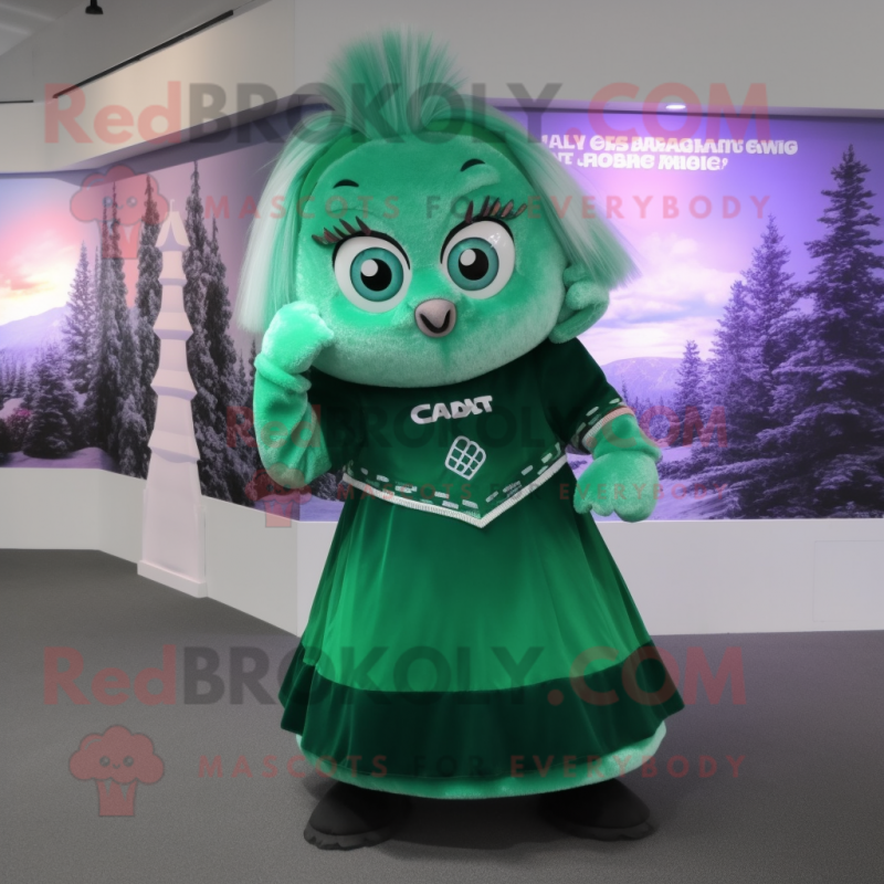 Forest Green Ice mascot costume character dressed with a A-Line Skirt and Rings