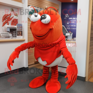 Rust Lobster Bisque mascot costume character dressed with a Trousers and Scarves