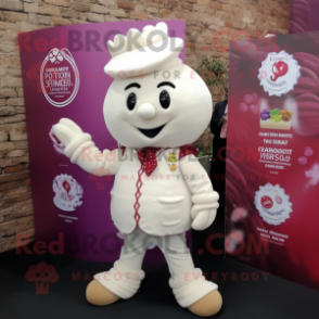 White Raspberry mascot costume character dressed with a Waistcoat and Earrings