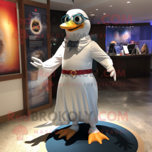 Silver Gull mascot costume character dressed with a Dress Pants and Keychains