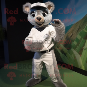 Silver Lemur mascot costume character dressed with a Baseball Tee and Ties