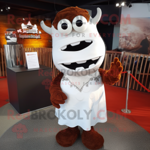 Rust Steak mascot costume character dressed with a Wedding Dress and Bracelets