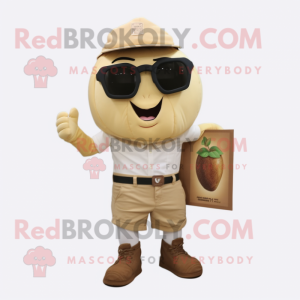 Beige Mango maskot kostym...