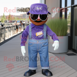 Lavender Bbq Ribs mascot costume character dressed with a Boyfriend Jeans and Sunglasses