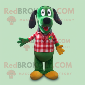 Forest Green Hot Dogs mascot costume character dressed with a Flannel Shirt and Anklets