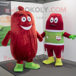Red Corned Beef And Cabbage mascot costume character dressed with a V-Neck Tee and Foot pads