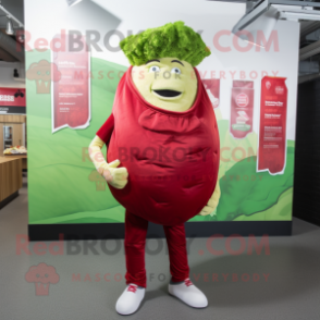 Red Corned Beef And Cabbage mascot costume character dressed with a V-Neck Tee and Foot pads