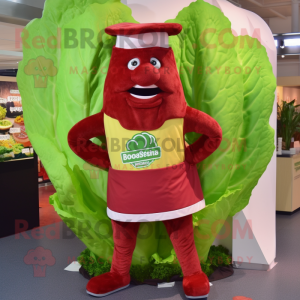 Red Corned Beef And Cabbage mascot costume character dressed with a V-Neck Tee and Foot pads