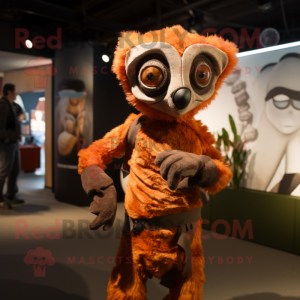 Rust Lemur mascot costume character dressed with a Playsuit and Wraps