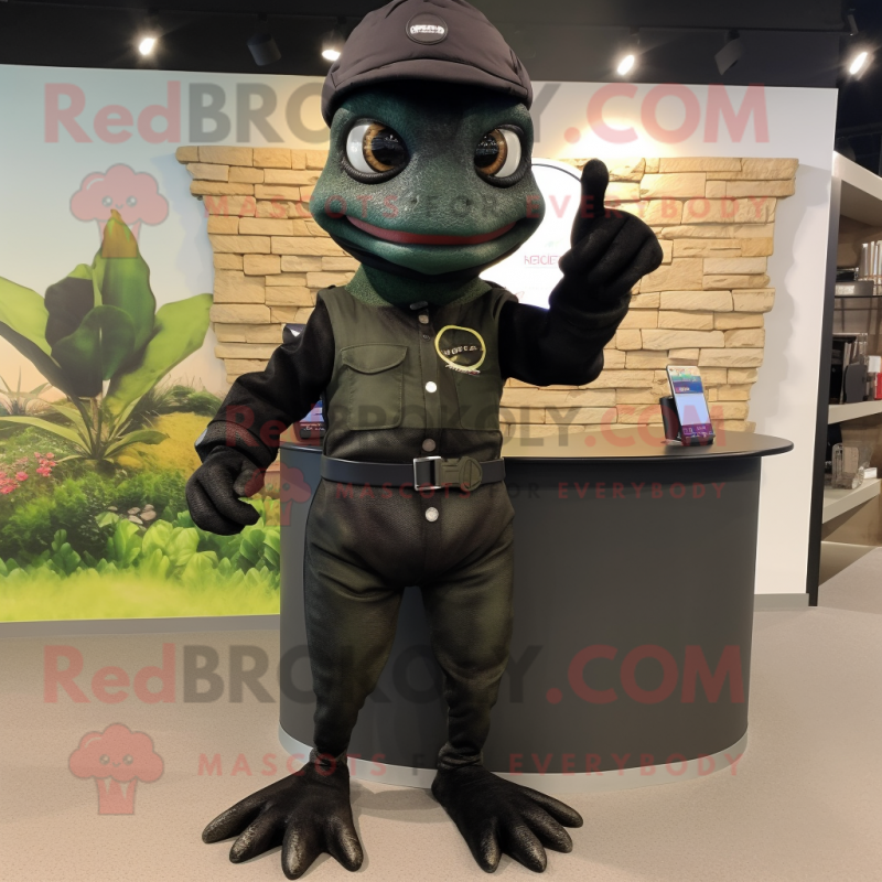 Black Geckos mascot costume character dressed with a Cargo Shorts and ...