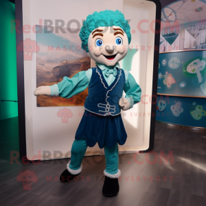 Cyan irsk danser maskot...