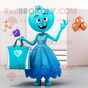 Cyan Heart maskot kostume...