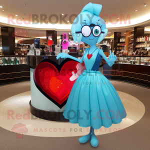 Cyan Heart maskot kostume...