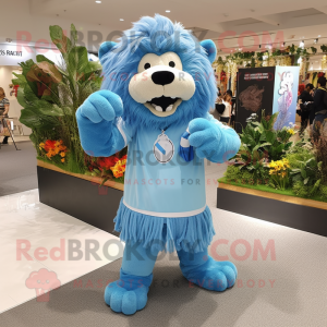 Sky Blue Lion maskot...