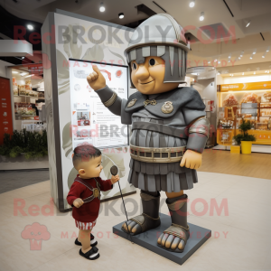 Gray Roman Soldier mascot costume character dressed with a Romper and Watches