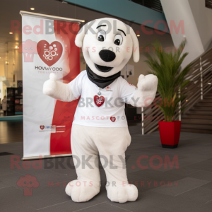 White Heart mascot costume character dressed with a Polo Shirt and Scarves