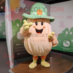 Peach Cauliflower mascot costume character dressed with a Romper and Hat pins