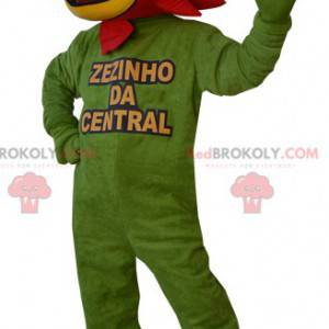 Sneeuwpopmascotte met een hoofd van Foutix. Haan mascotte -