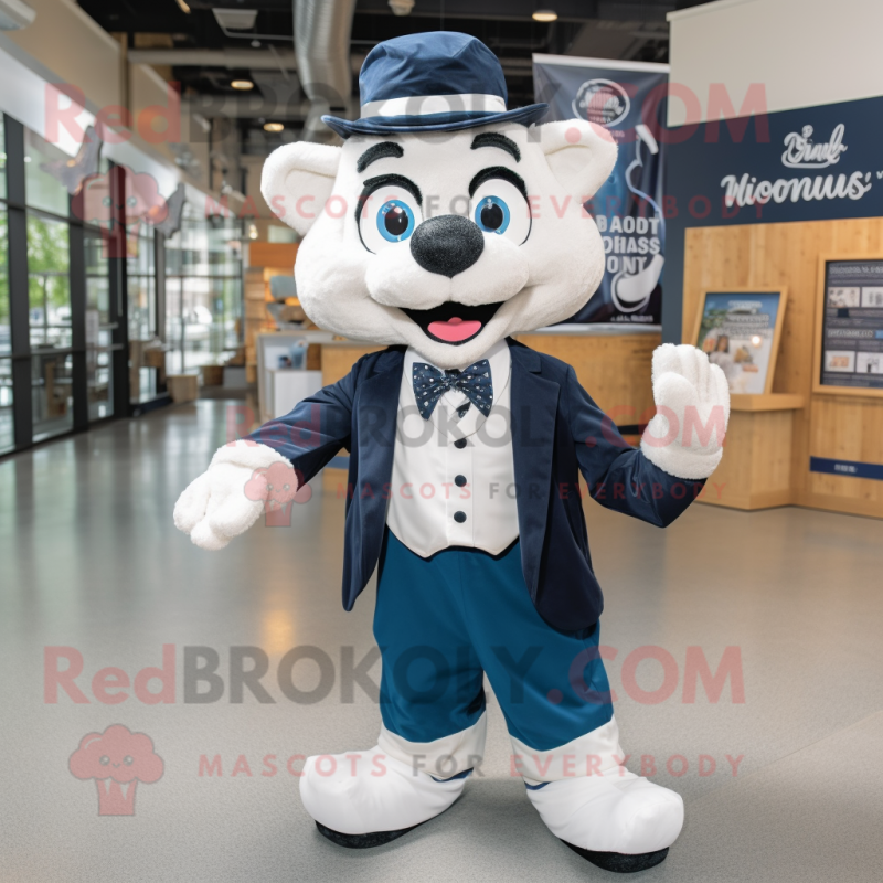 Navy Momentum mascot costume character dressed with a Button-Up Shirt and Bow ties