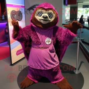 Magenta Sloth maskot kostym...