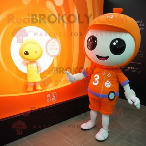 Orange Miso Soup mascot costume character dressed with a One-Piece Swimsuit and Bracelet watches