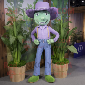 Lavender Beanstalk mascot costume character dressed with a Bootcut Jeans and Pocket squares