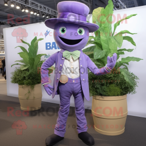 Lavender Beanstalk mascot costume character dressed with a Bootcut Jeans and Pocket squares