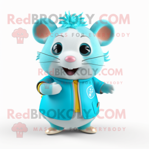 Cyan hamster maskot drakt...