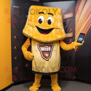 nan Grilled Cheese Sandwich mascot costume character dressed with a V-Neck Tee and Digital watches