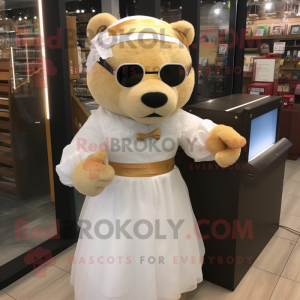 Gold Bear maskot kostume...