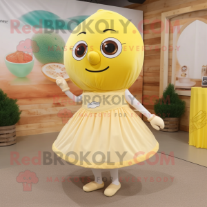 Beige Lemon maskot kostym...