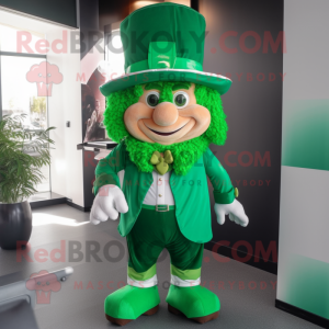 Green Leprechaun Hat mascot costume character dressed with a Bermuda Shorts and Hairpins