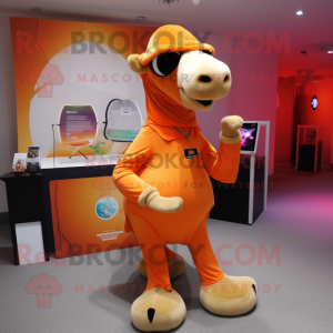 Orange Camel mascot costume character dressed with a Yoga Pants and Keychains