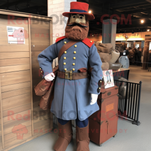 Rust Civil War Soldier mascot costume character dressed with a Jacket and Clutch bags