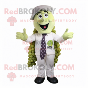 White Grape mascot costume character dressed with a Suit Pants and Scarves