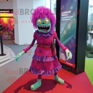 Magenta Zombie maskot drakt...