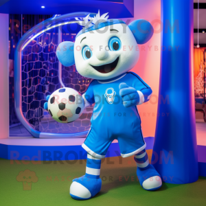 Blue Soccer Goal mascot costume character dressed with a Joggers and Anklets