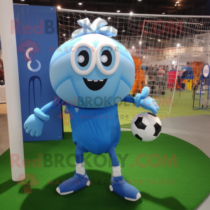 Blue Soccer Goal mascot costume character dressed with a Joggers and Anklets