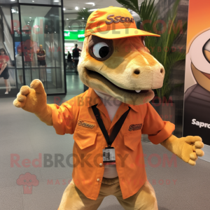 Orange Velociraptor maskot...