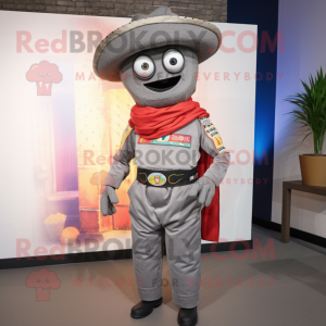 Gray Fajitas mascot costume character dressed with a Jumpsuit and Pocket squares
