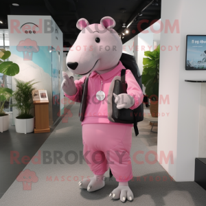 Roze Tapir mascotte kostuum...