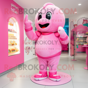 Pink Ice Cream mascot costume character dressed with a Turtleneck and Anklets