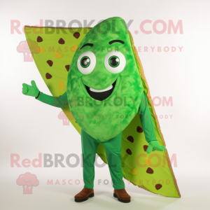 Grøn Pizza Slice maskot...