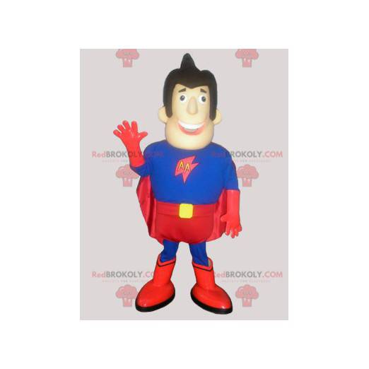 Superheldenmann-Maskottchen in Blau und Rot - Redbrokoly.com